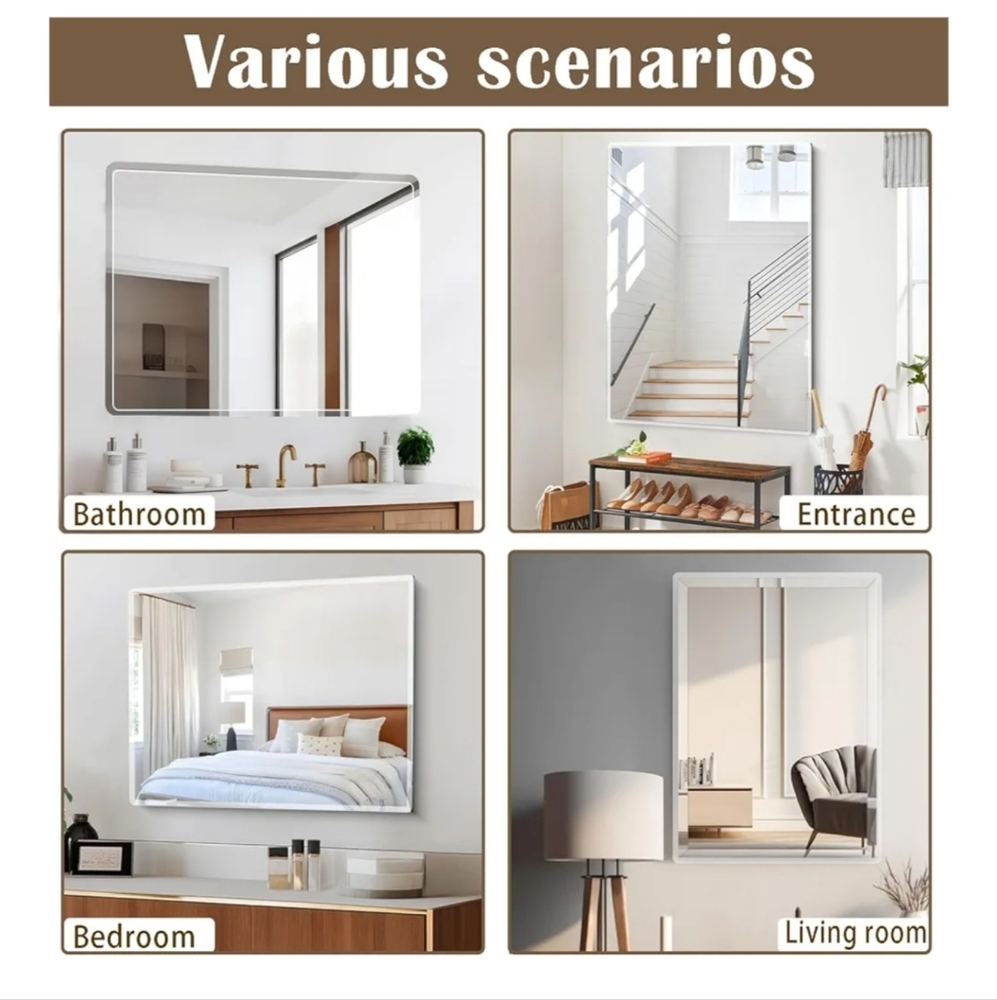 Bathroom-Mirror-for-Wall,12x16in Small Frameless Wall Mounted Mirrors, - Picture 2 of 6